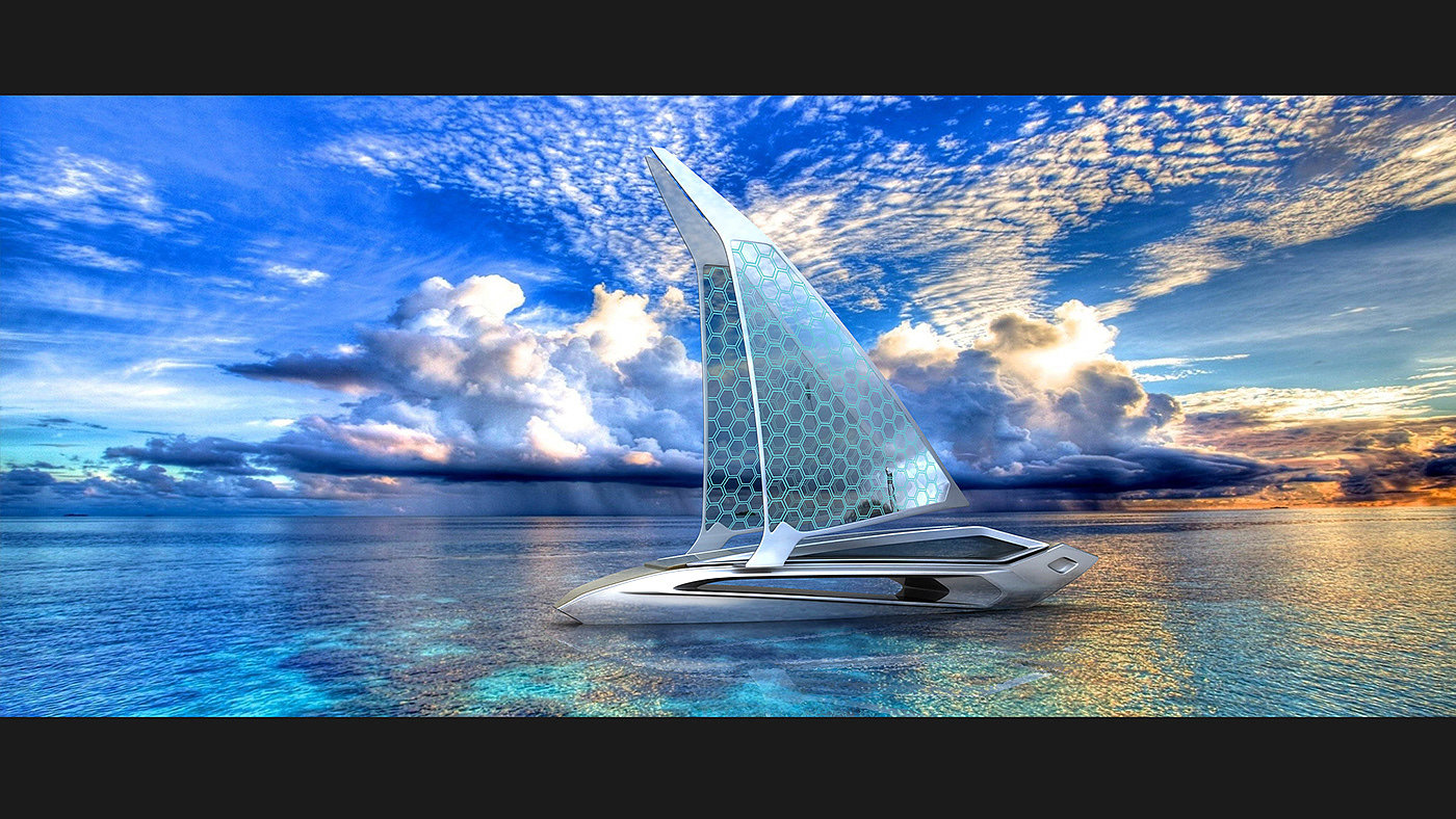 游艇，太阳能，帆船，