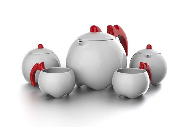 lovely，cock，teapot，teacup，Design，