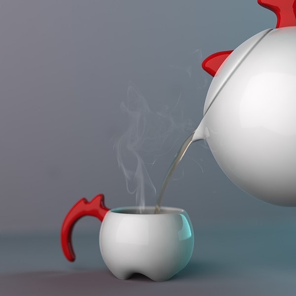 lovely，cock，teapot，teacup，Design，
