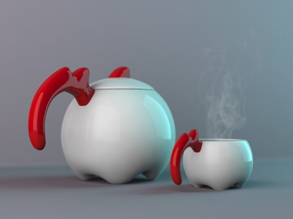 lovely，cock，teapot，teacup，Design，