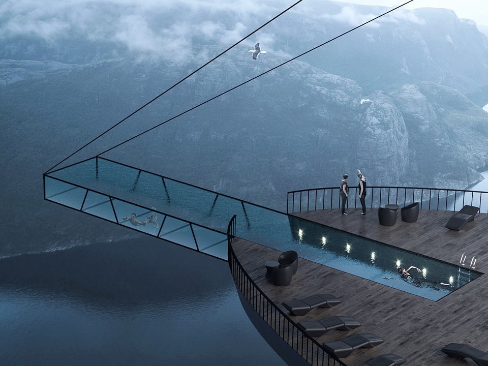 Steep cliff，hotel，