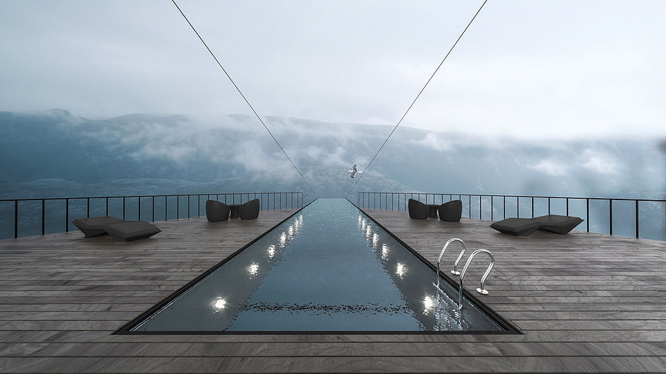 Steep cliff，hotel，