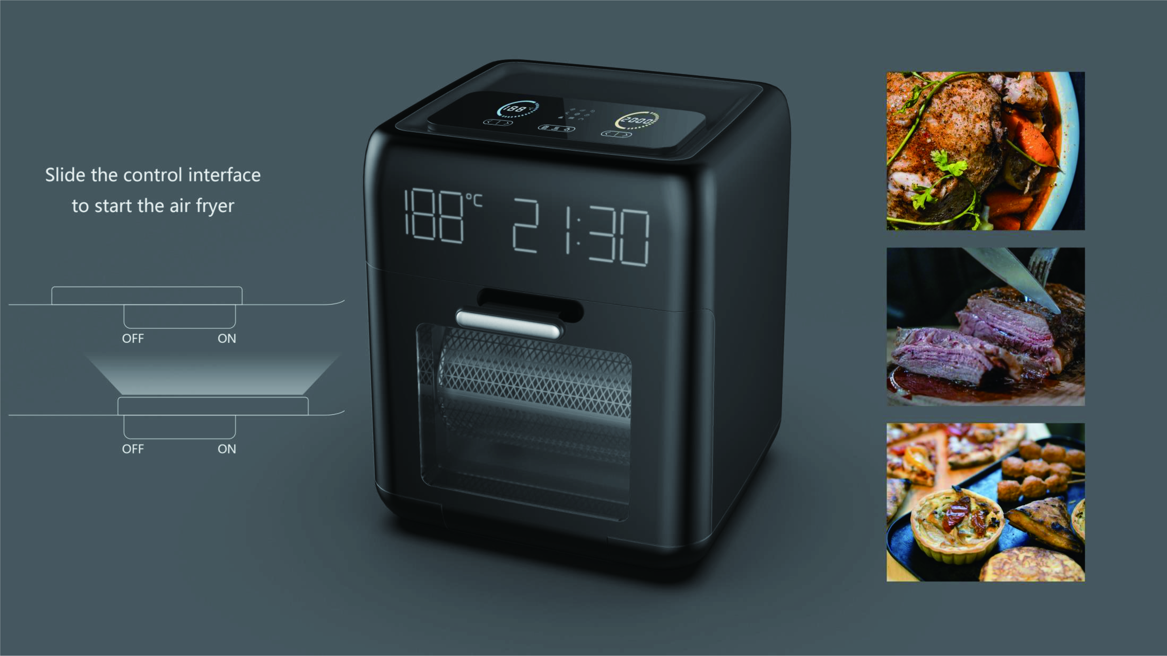 Air fryer，Air oven，product design，industrial design，kitchen，small home appliances，Innovative design，