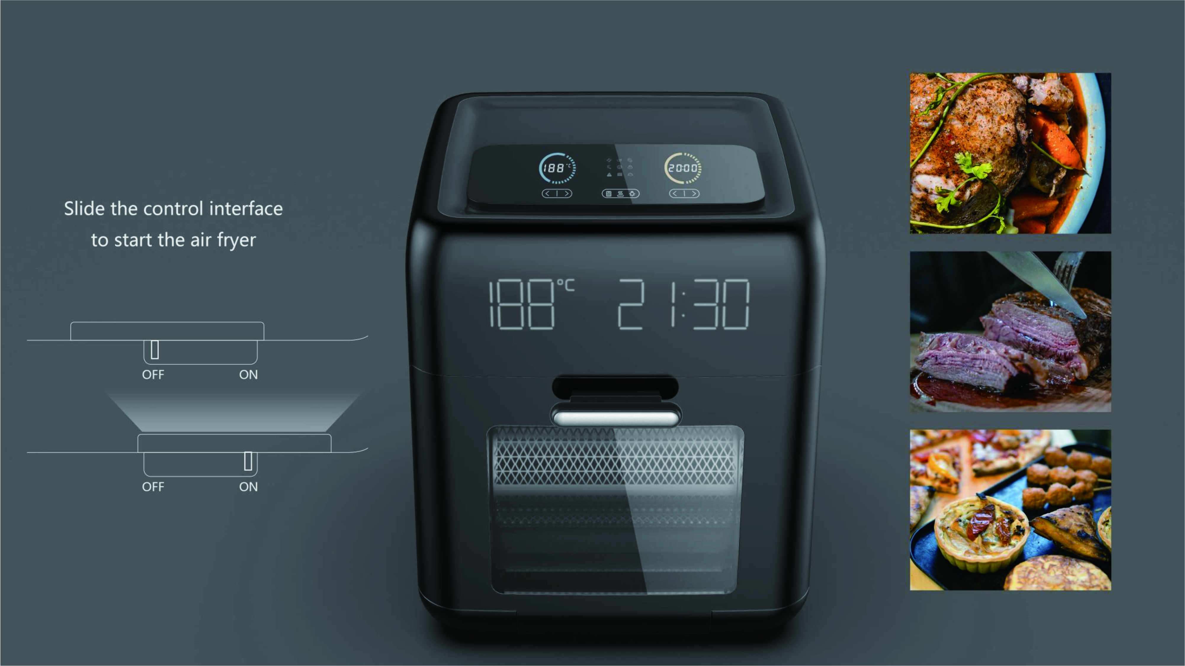 Air fryer，Air oven，product design，industrial design，kitchen，small home appliances，Innovative design，