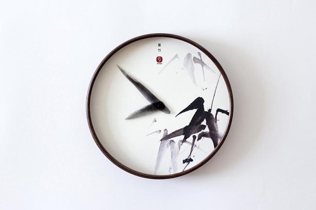 Freehand brushwork，ink painting of bamboo，Wall clock，originality，Design，Digital，intelligence，