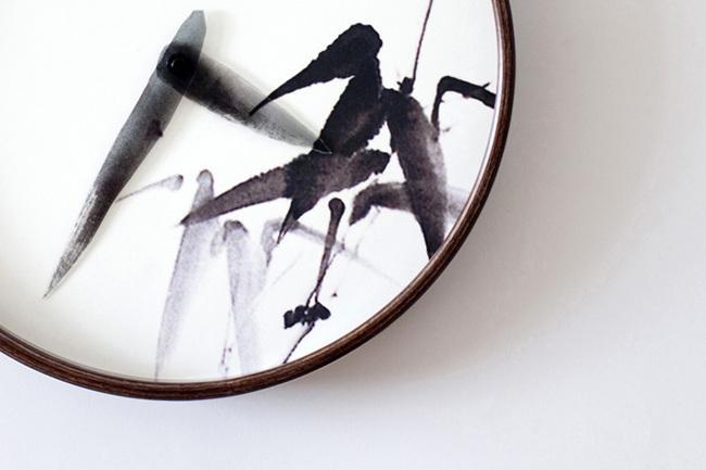 Freehand brushwork，ink painting of bamboo，Wall clock，originality，Design，Digital，intelligence，