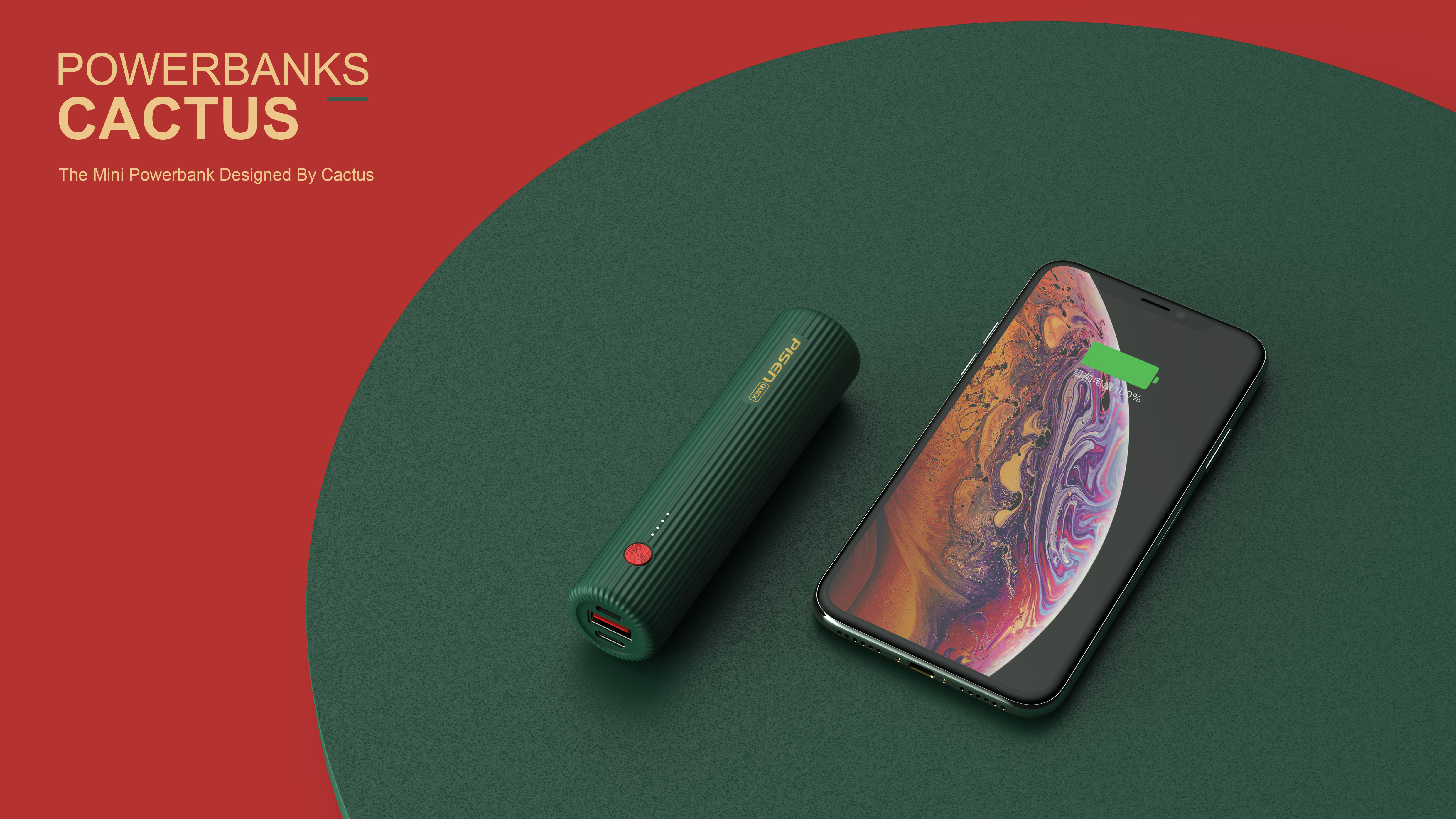 portable battery，Power bar，Flashlight，cactus，