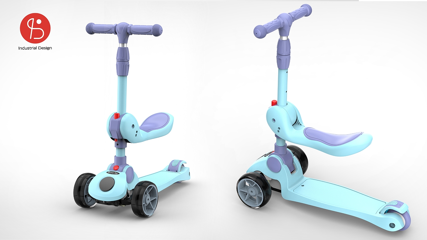 Appearance and folding structure design of scooter，