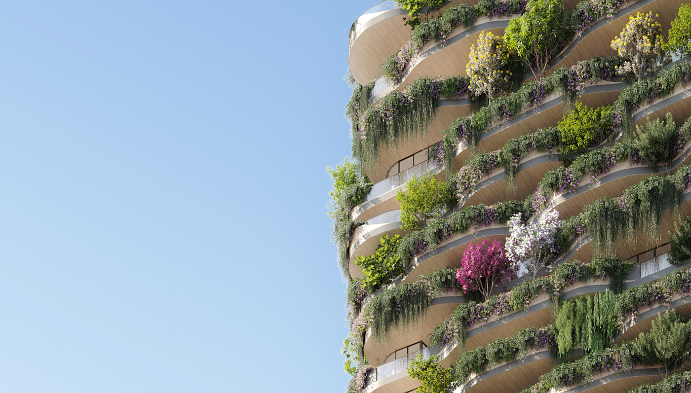 Urban Forest，公寓楼，建筑设计，植物，