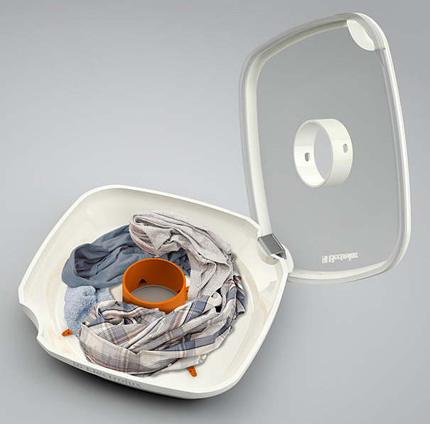 conceptual design，Washing machine，Wall mounted，simple and easy，originality，