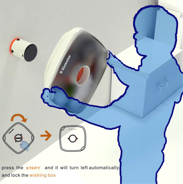 conceptual design，Washing machine，Wall mounted，simple and easy，originality，