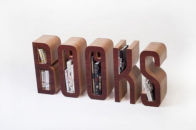 bookshelf，woodiness，furniture，originality，Alphabetic form，