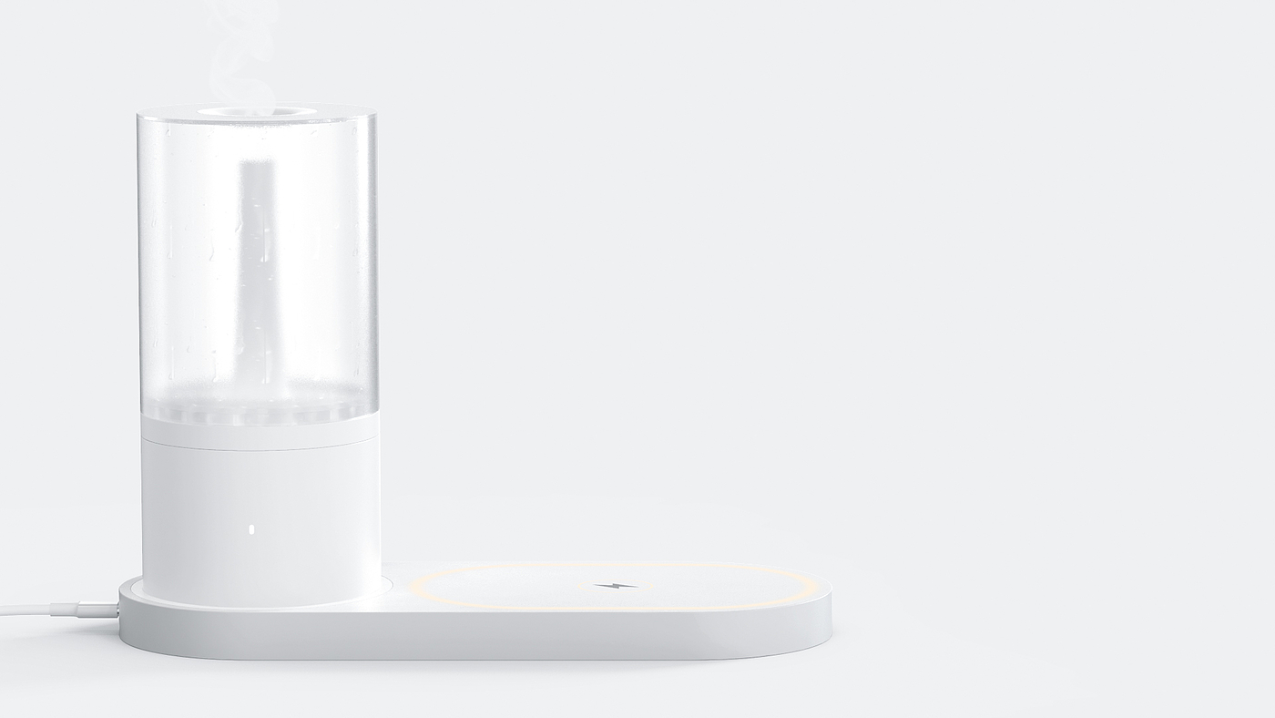 Humidifier，white，Minimalist，Wireless charging，Water mist，