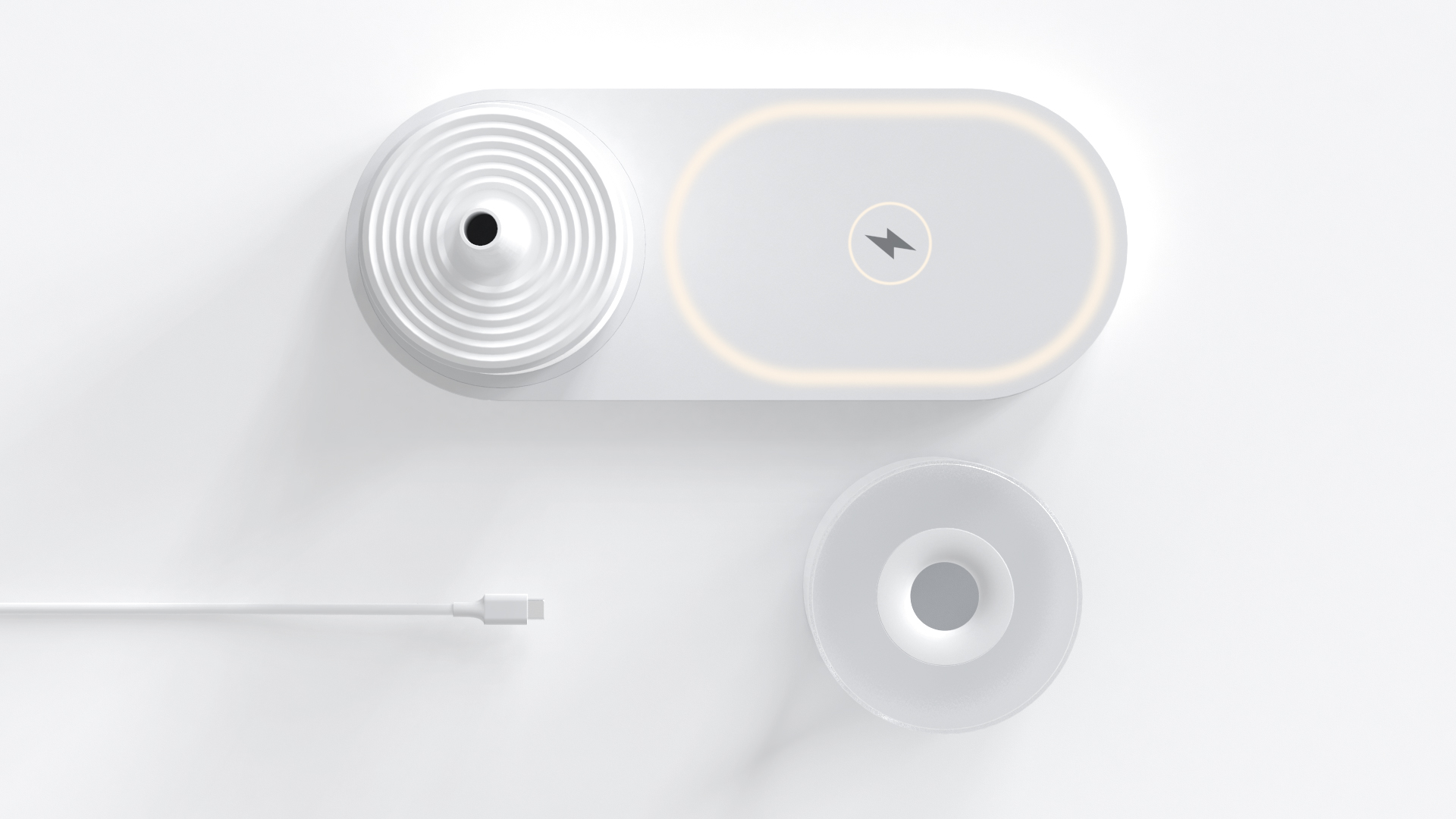 Humidifier，white，Minimalist，Wireless charging，Water mist，