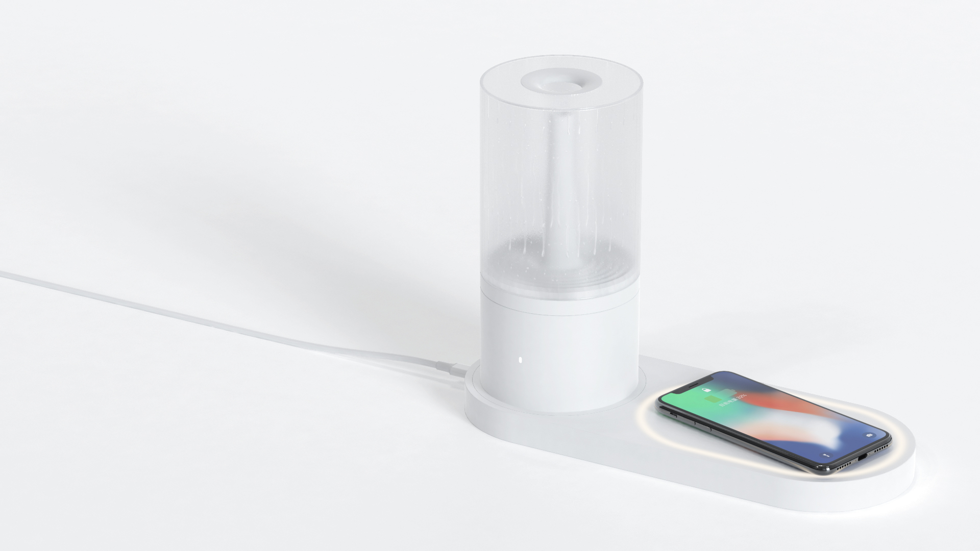 Humidifier，white，Minimalist，Wireless charging，Water mist，