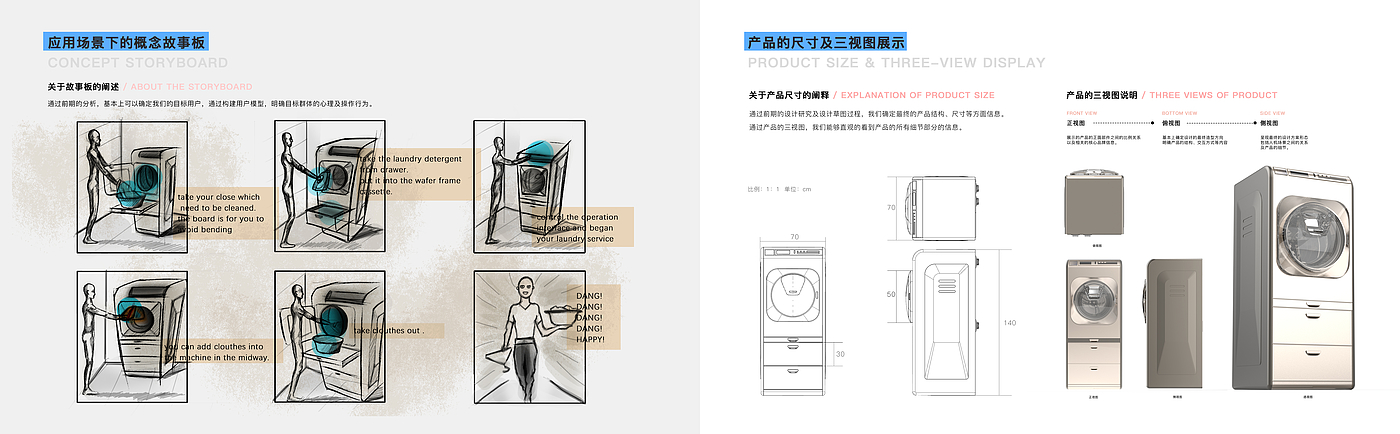 Full automatic cabinet drum washing machine，household electrical appliances，Unconscious design，Ergonomic design，Appearance design，sample reels，