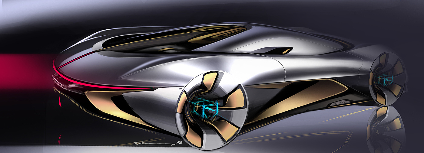 conceptual design，Hand drawn manuscript，Sports car，