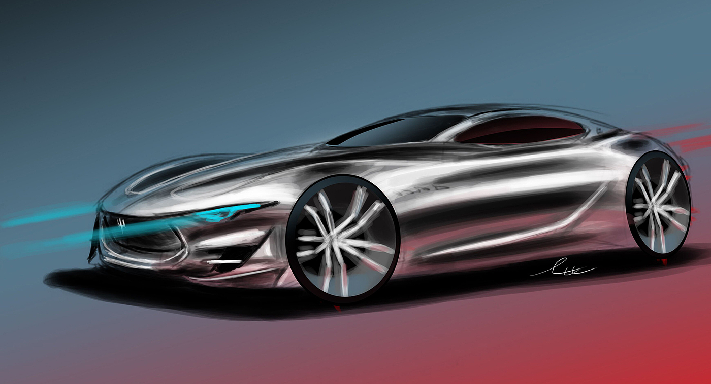 Automobile appearance design，Hand drawing，Automobile design，pretty，