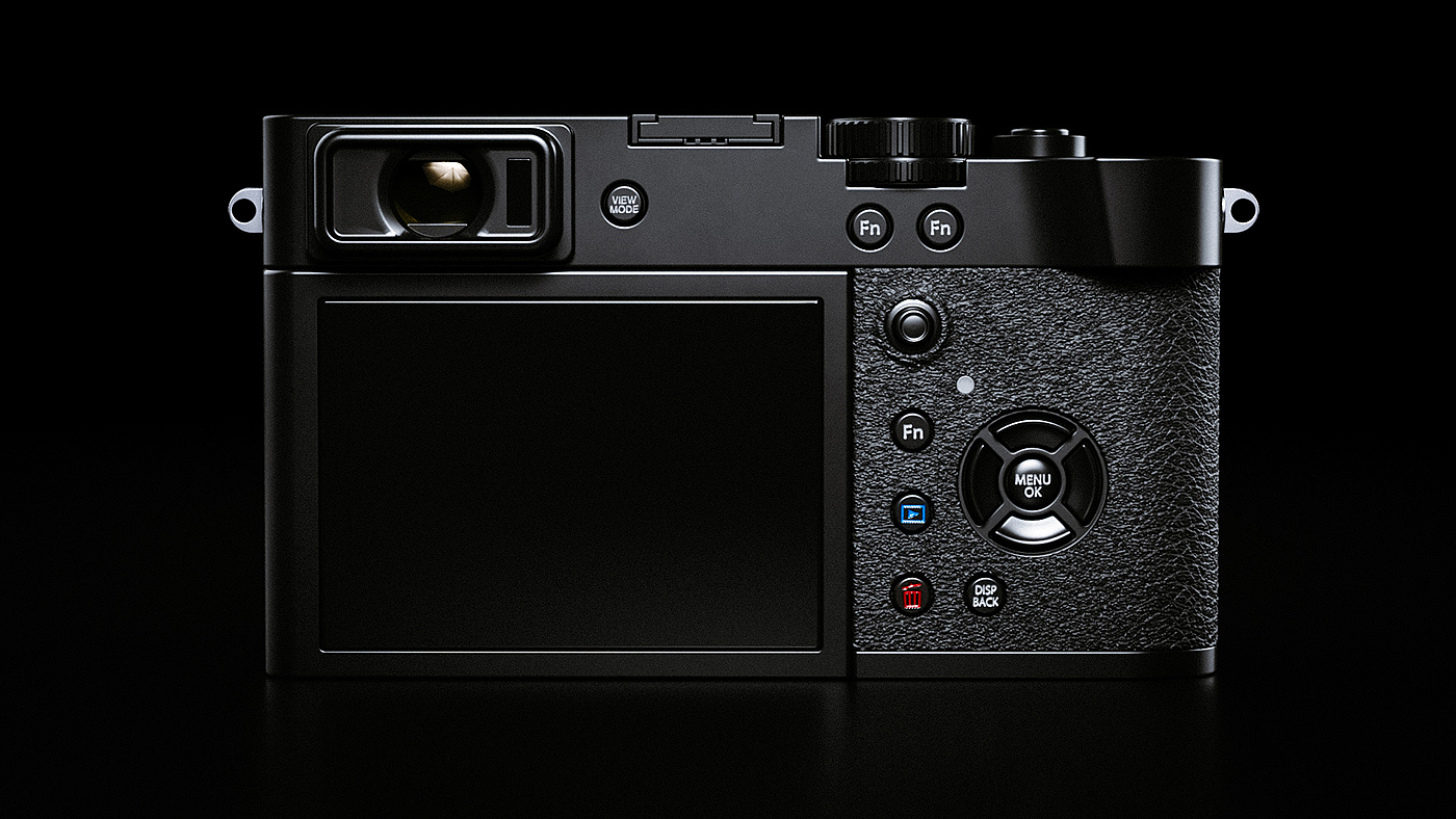 富士相机，数码相机，酷黑，精致渲染，