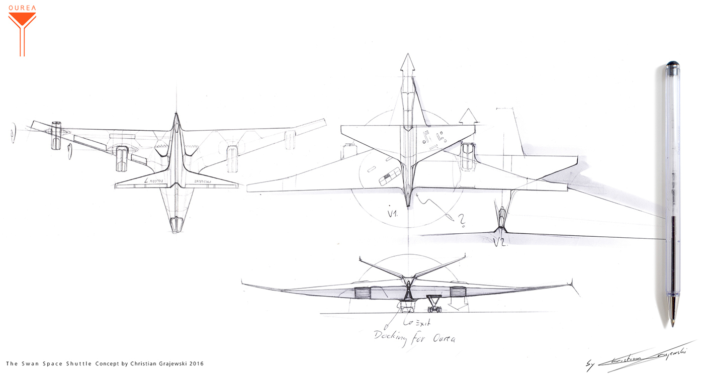 space shuttle，appearance，Modeling design，Model modeling，Hand drawn，