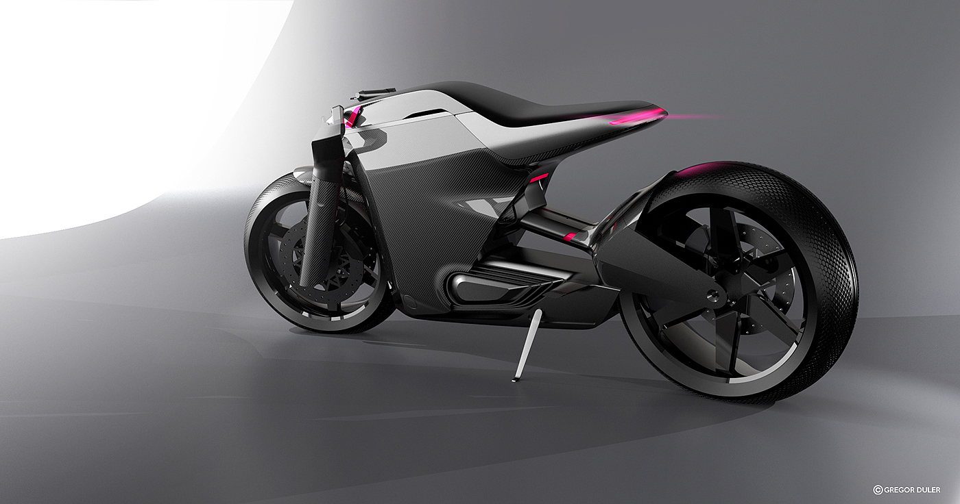 双轮电动车，造型酷炫，设计渲染图，摩托车，电动摩托，