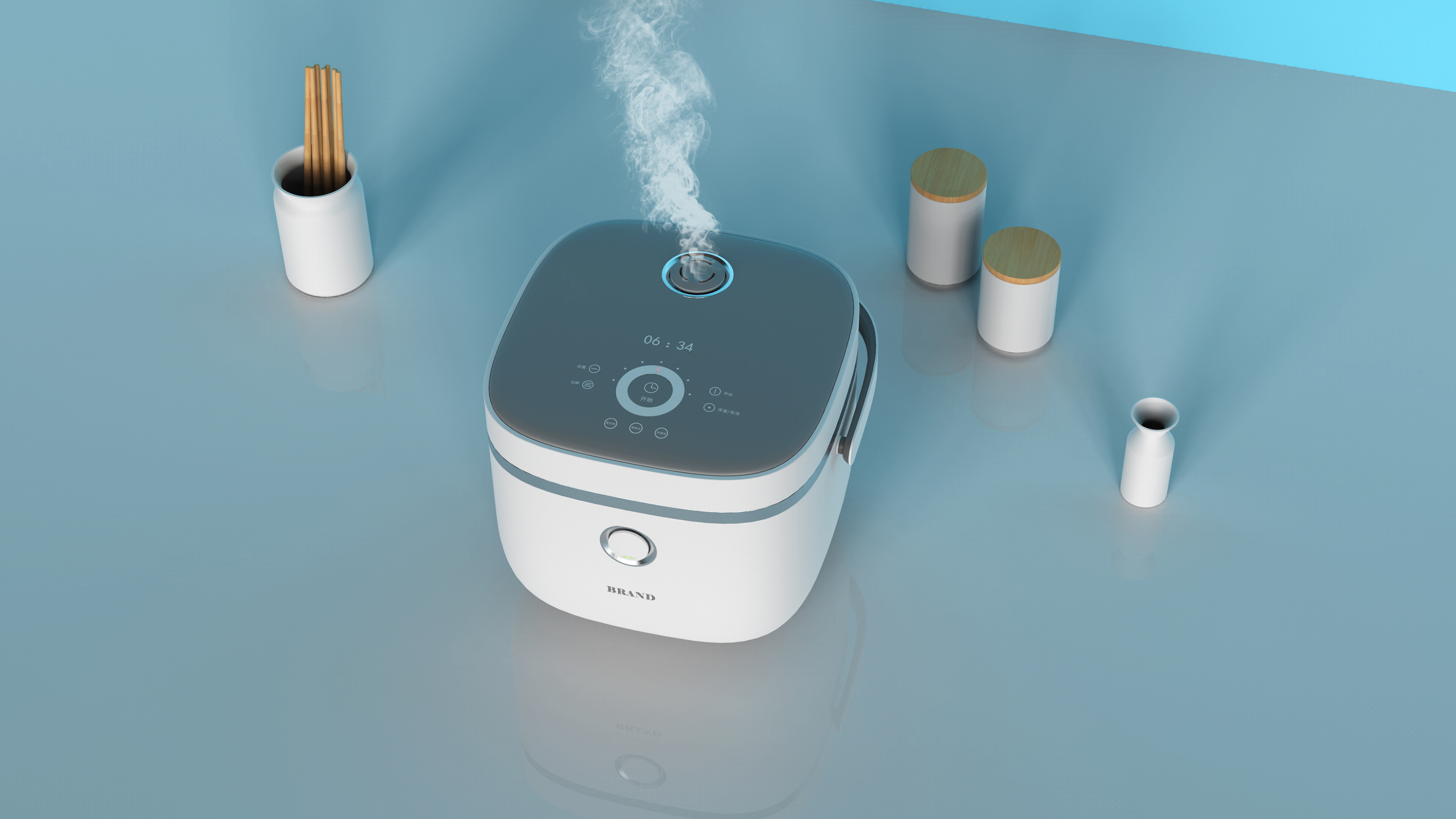 Mellow，white，household electrical appliances，kitchen，modern，Simplicity，rice cooker，