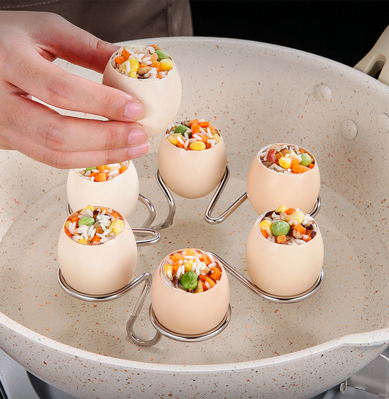 Housewear & Furnishings，Kitchen tools，rack，kitchen，Happy Poetry，gesture，Kitchen artifact，Steamed egg rack，