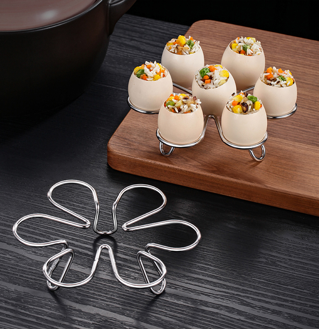 Housewear & Furnishings，Kitchen tools，rack，kitchen，Happy Poetry，gesture，Kitchen artifact，Steamed egg rack，