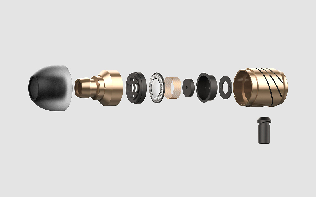 headset，luxury gold color，Digital product design，industrial design，