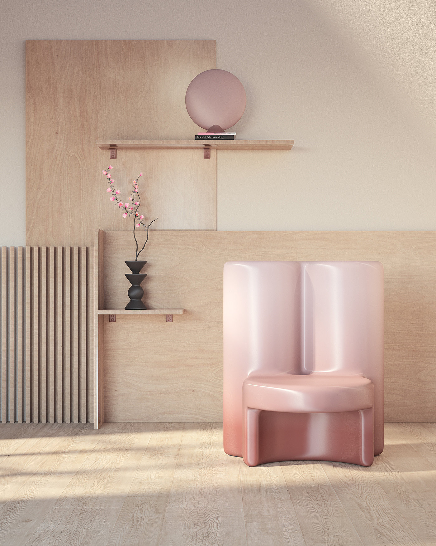 chair，Pink，Gradual change，
