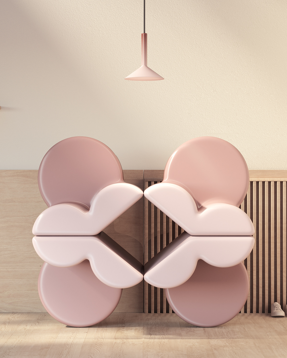 chair，Pink，Gradual change，