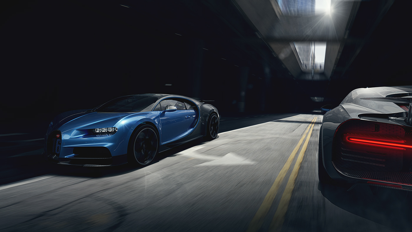 Sports car，cgi，Bugatti Chiron，ps，