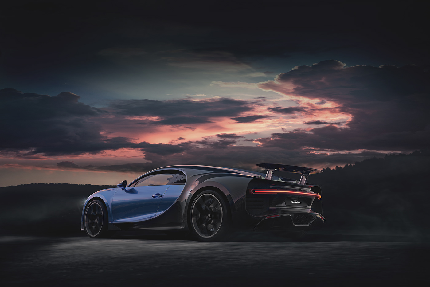 Sports car，cgi，Bugatti Chiron，ps，