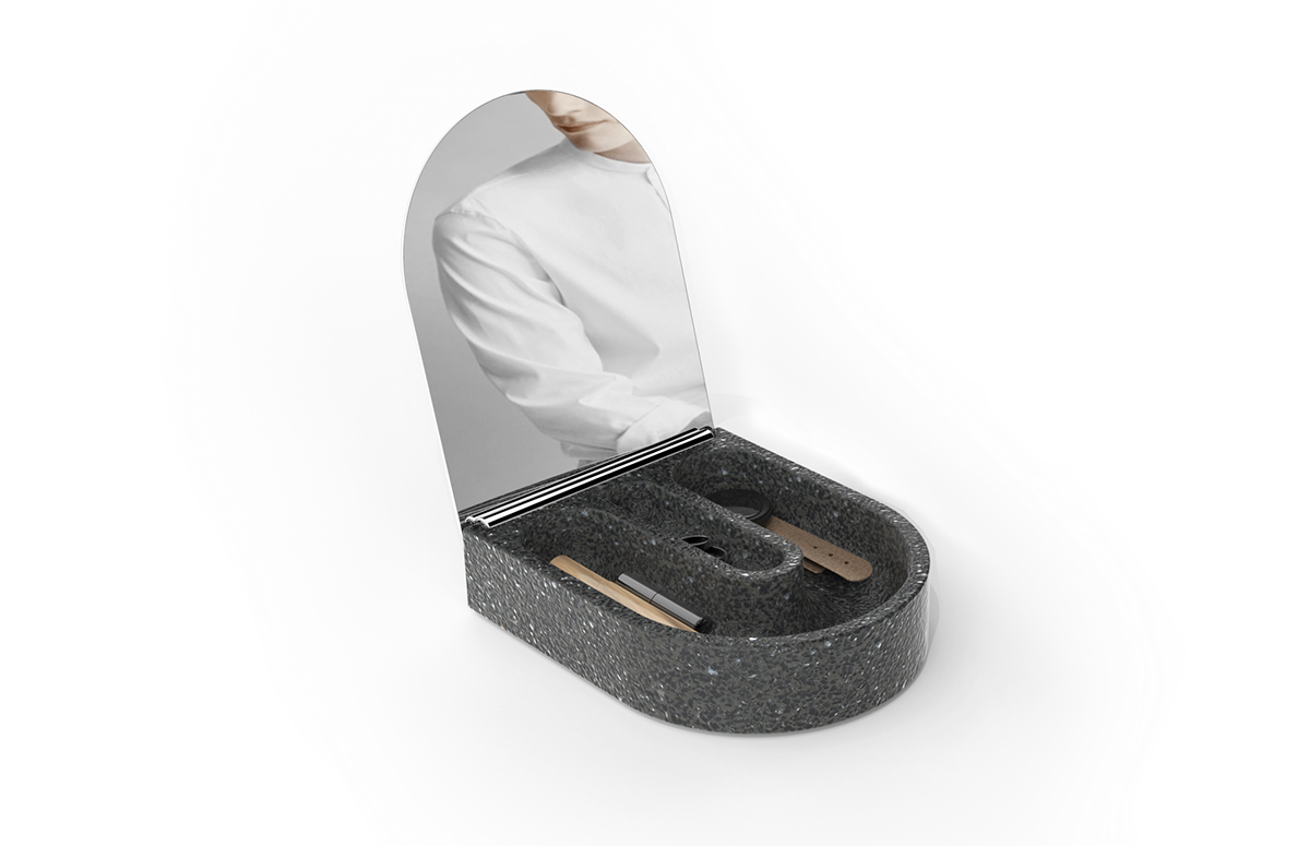 Jewelry box，mirror，stainless steel，Marble，