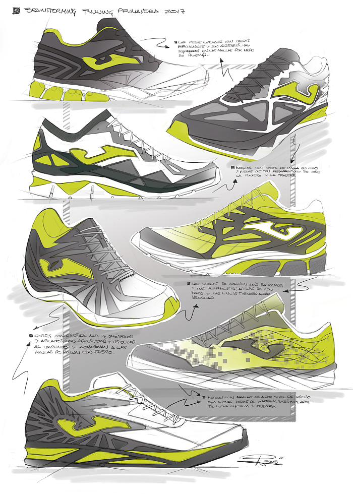 运动鞋，跑鞋设计，工业设计，运动产品设计，概念设计，概念手稿，