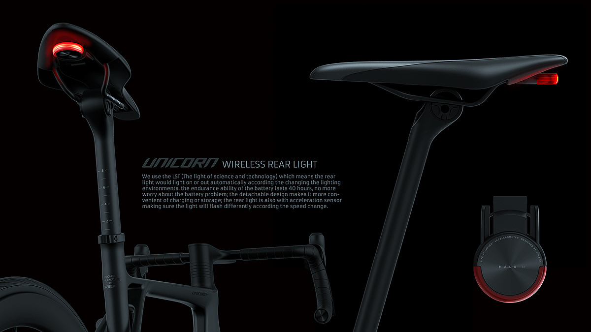 unicorn，Bicycle，Intelligent control system，industrial design，product design，comfortable，integrate，