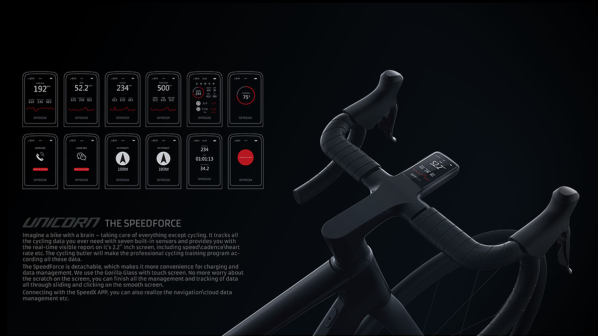 unicorn，Bicycle，Intelligent control system，industrial design，product design，comfortable，integrate，