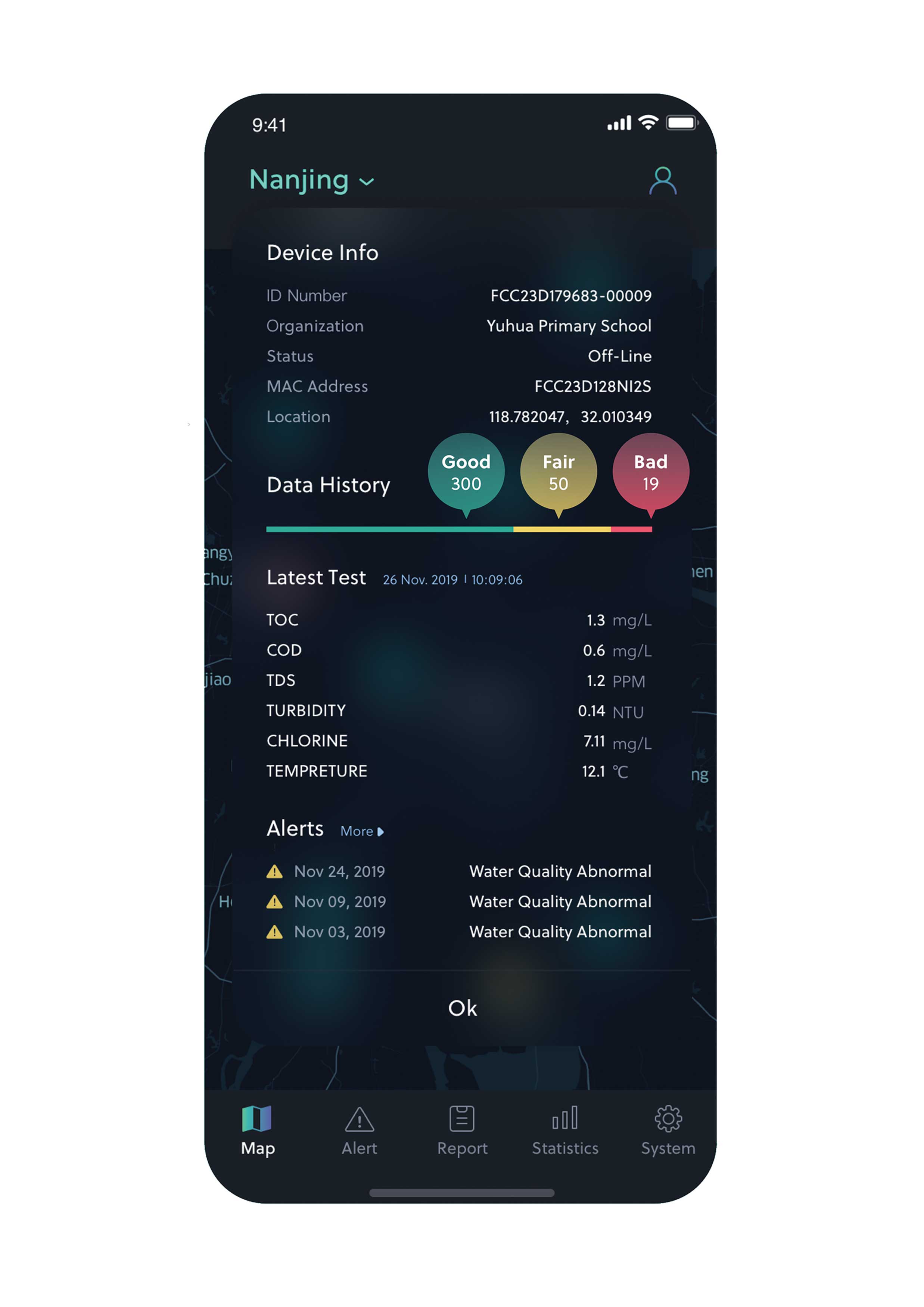 Urban water quality monitoring app，application program，Mobile software，2020 red dot design concept award，