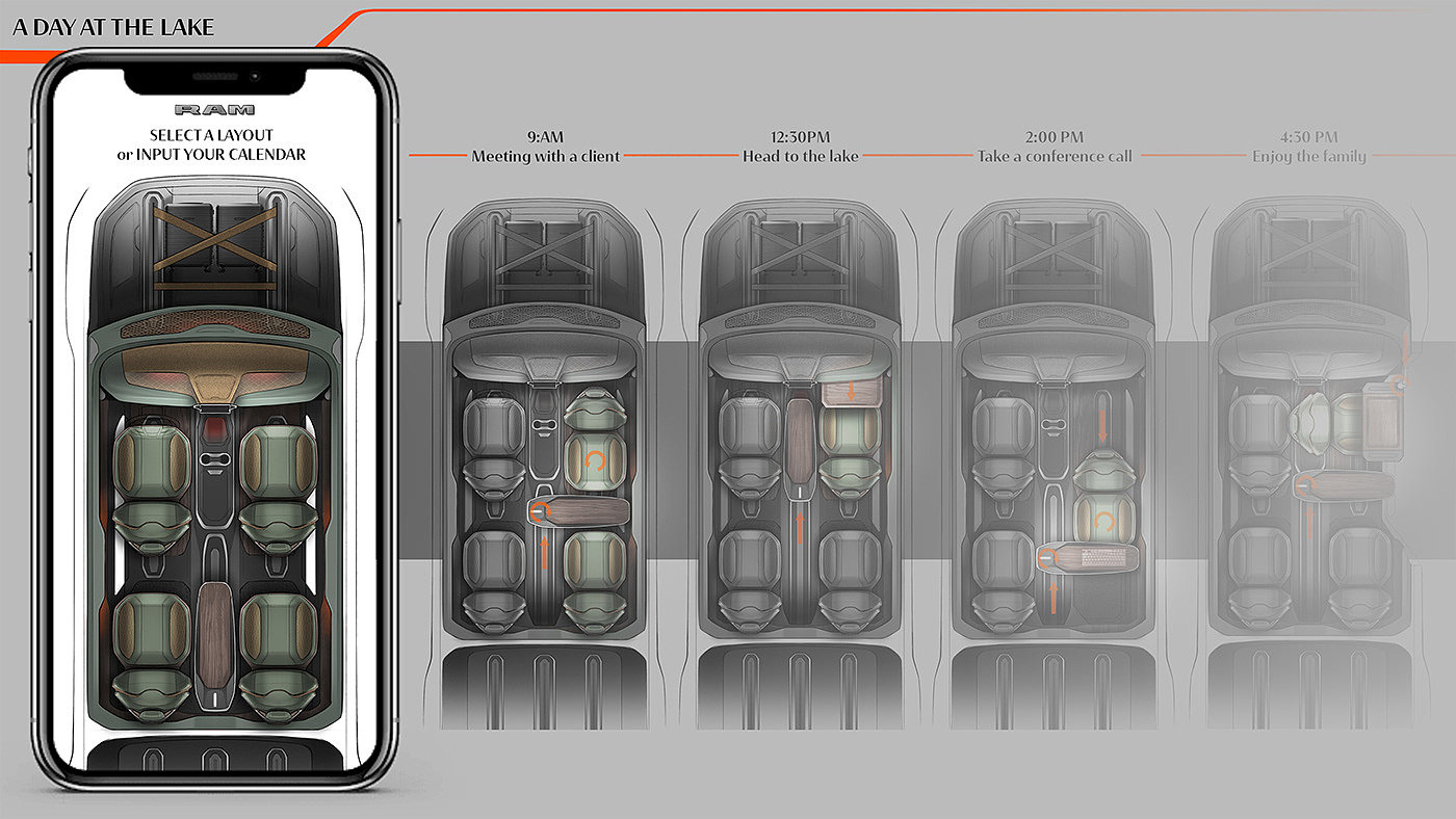 RAM Adapt，Automotive interior design，sketch，