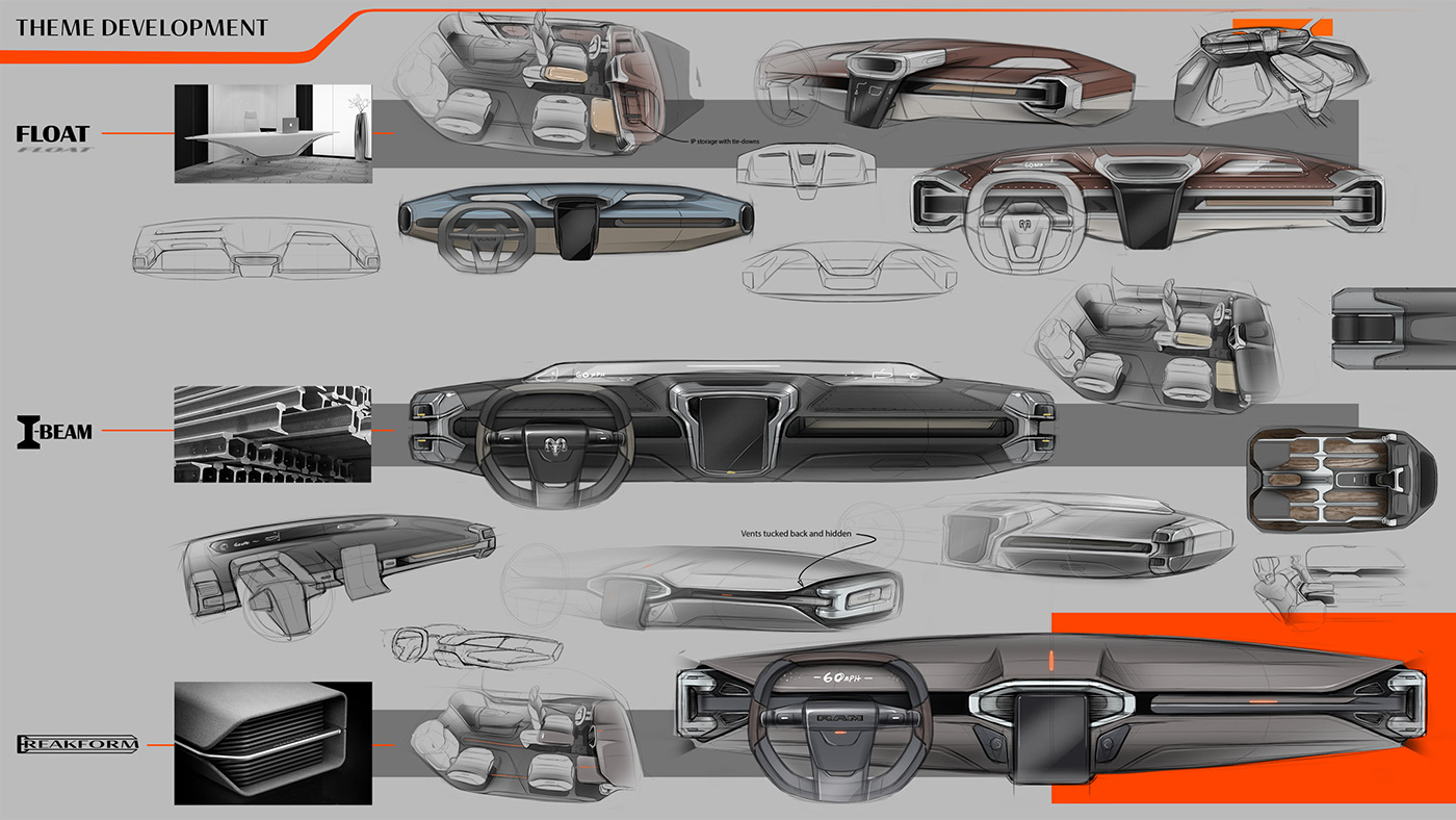 RAM Adapt，Automotive interior design，sketch，