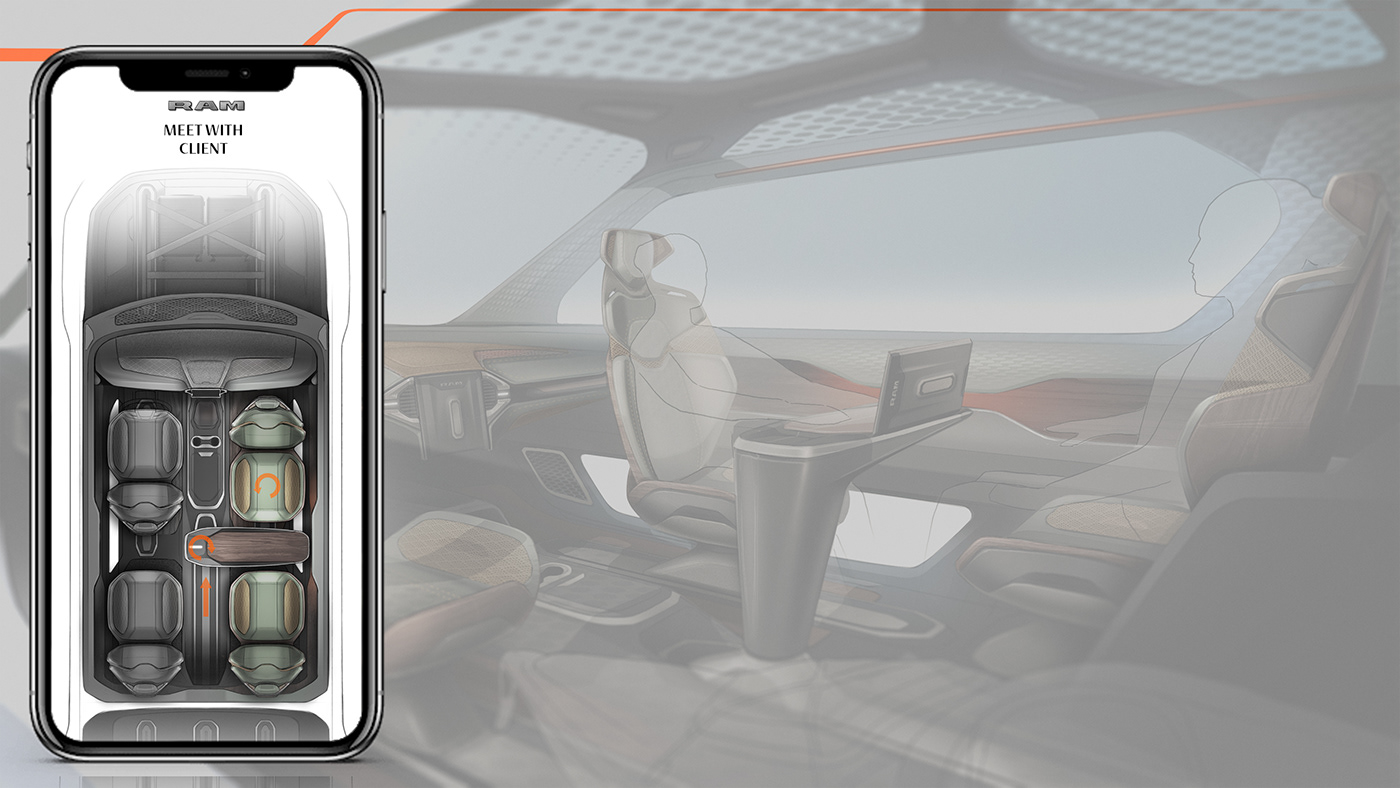 RAM Adapt，Automotive interior design，sketch，