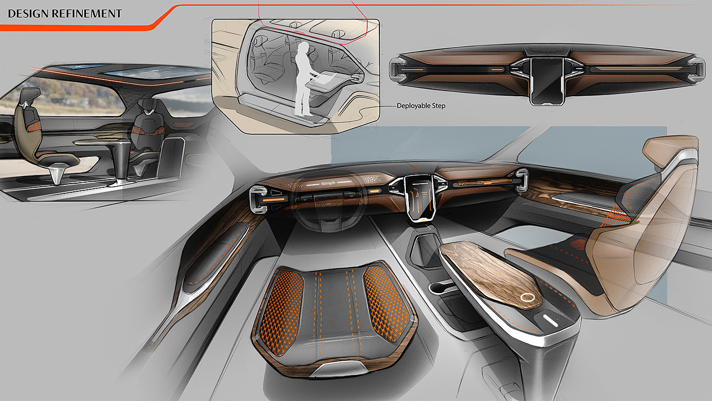 RAM Adapt，汽车内饰设计，草图，