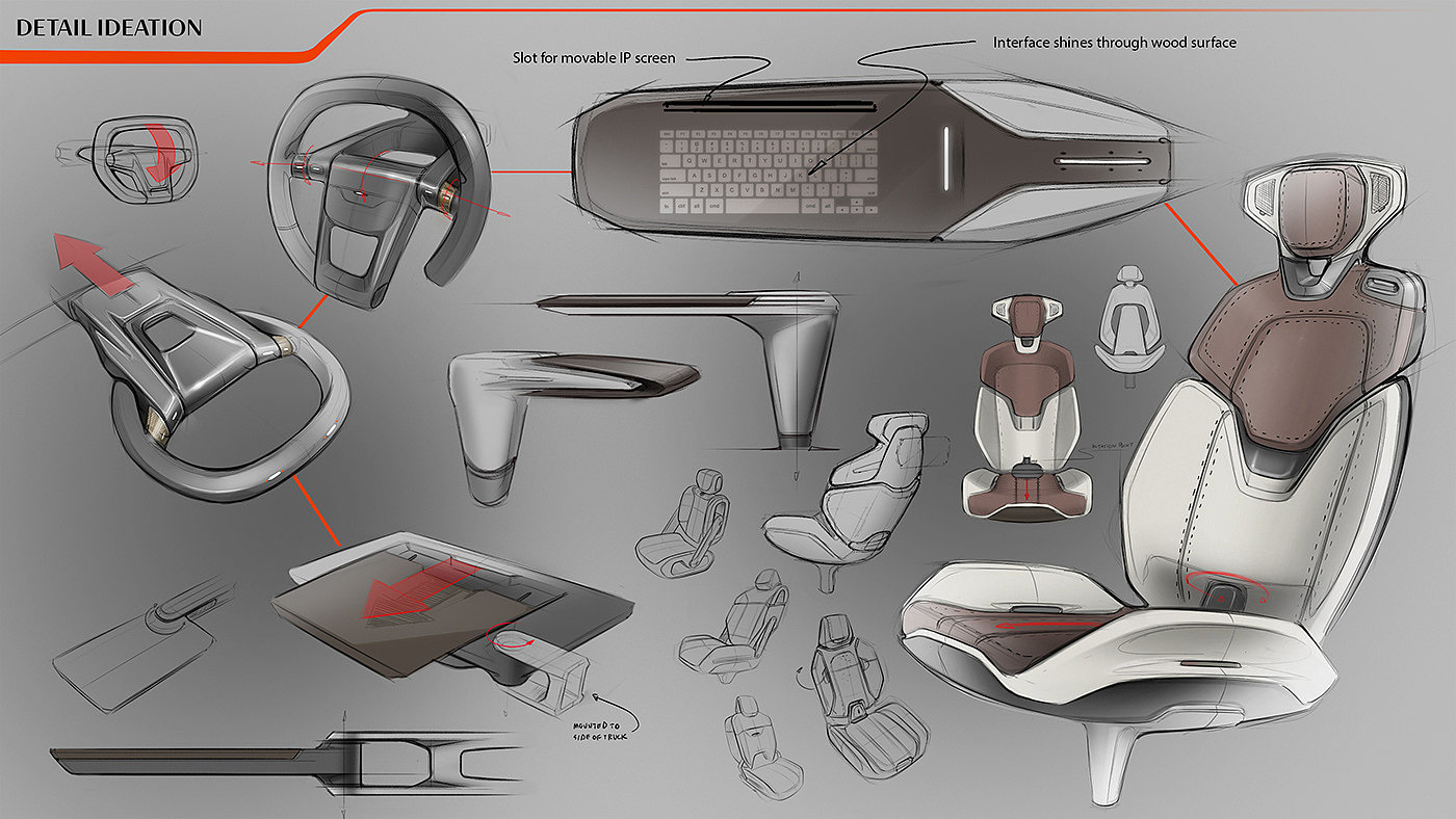 RAM Adapt，Automotive interior design，sketch，