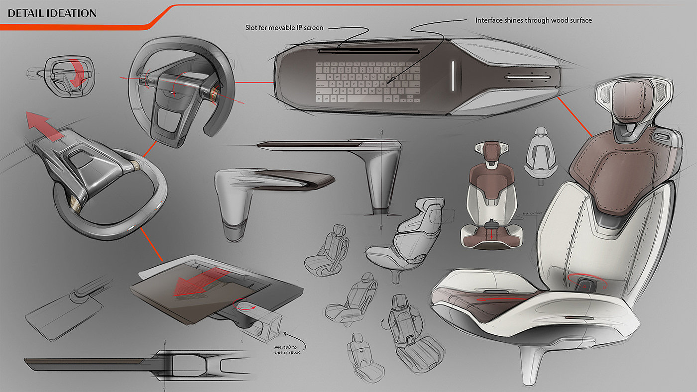 RAM Adapt，汽车内饰设计，草图，