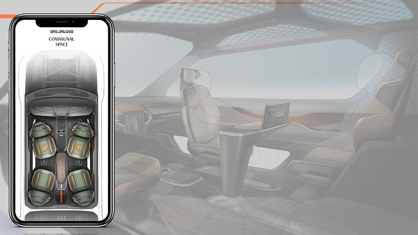 RAM Adapt，Automotive interior design，sketch，