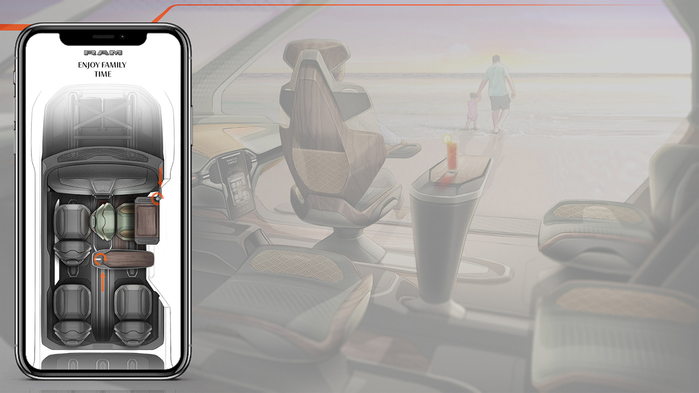 RAM Adapt，Automotive interior design，sketch，