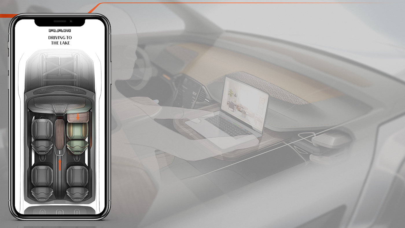 RAM Adapt，Automotive interior design，sketch，