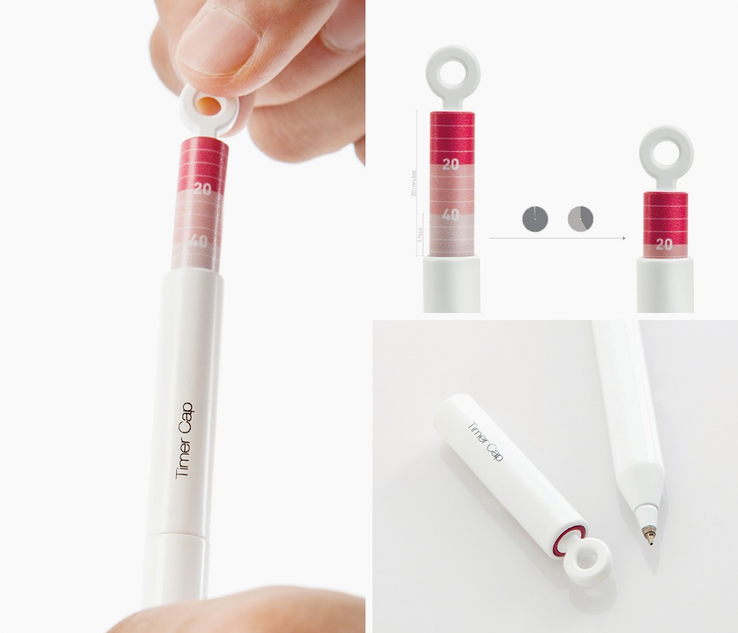 Timer Cap，ball pen，white，