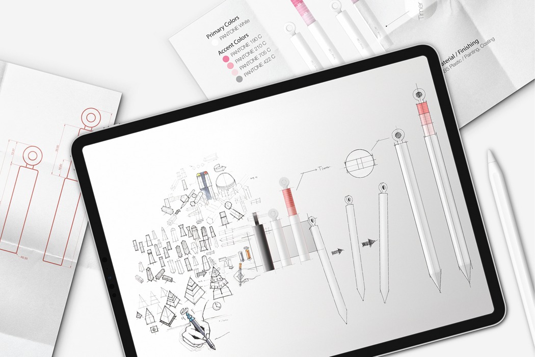 Timer Cap，ball pen，white，