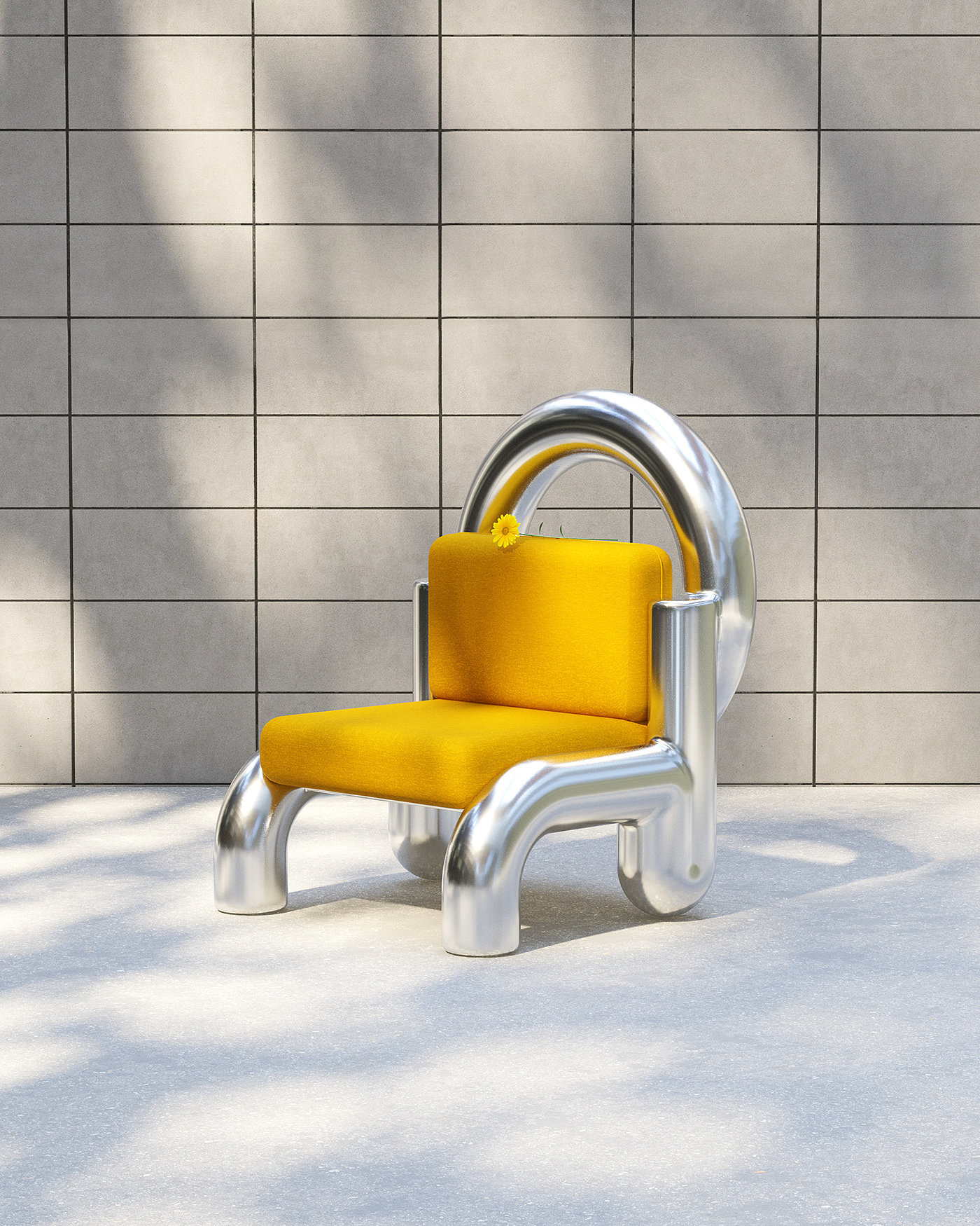 椅子，家具，黄色，金属，